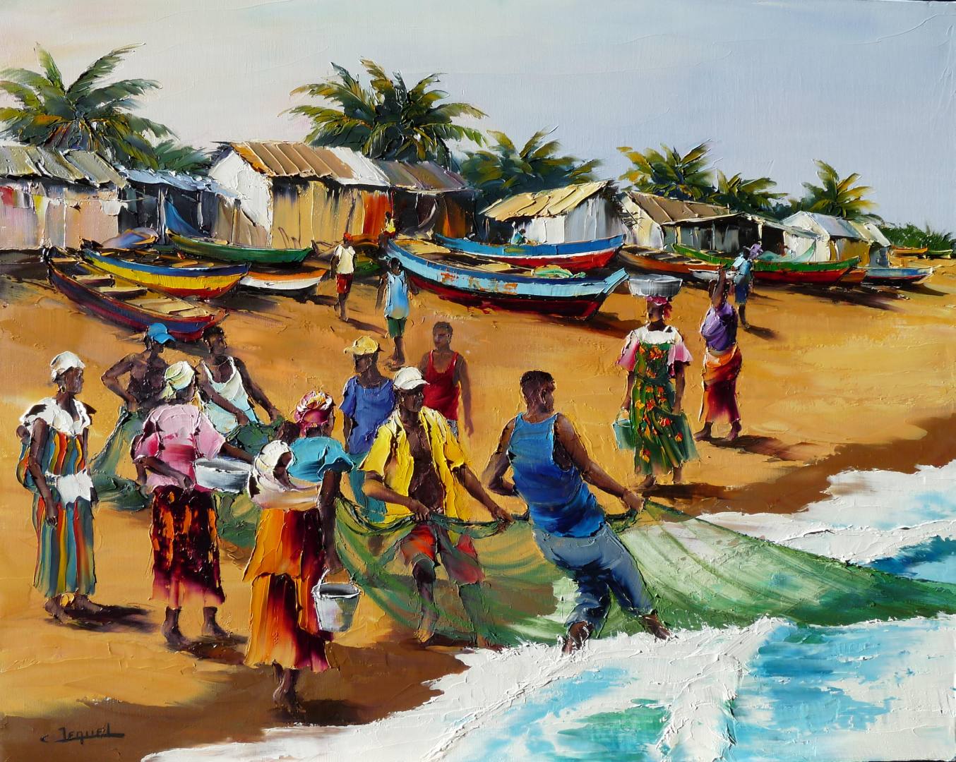 Scène de pêche à Abidjan